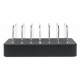 Manhattan Charging Station, 6x USB-A Ports, Outputs: 6x 2.4A, Smart IC, LED Indicator Lights, Black, Three Year Warranty