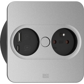 Bachmann 946.015 socket-outlet Type E + USB A + USB C Stainless steel