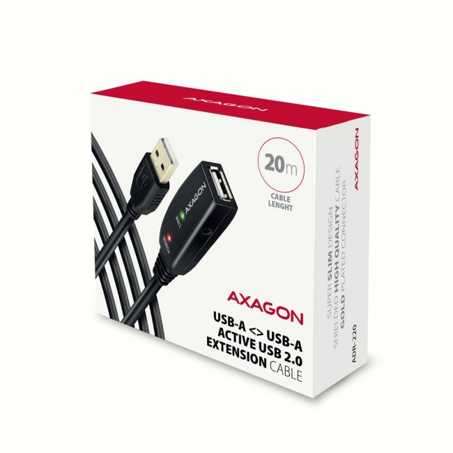 Axagon ADR-220 USB 2.0 A-M - A-F active extension/repeater cable 20m