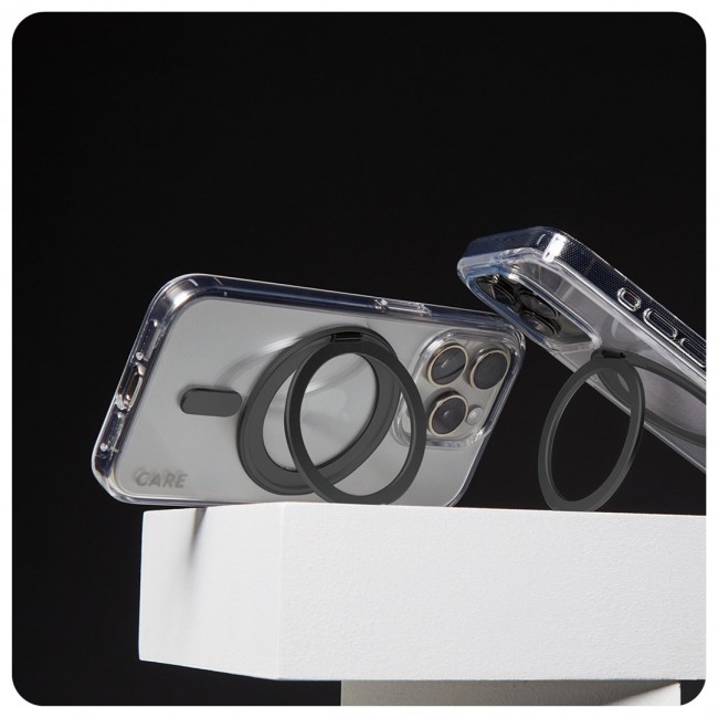 PanzerGlass CARE by Case Transparent w. Black Kickstand & MagSafe iPhone 16 Pro Max