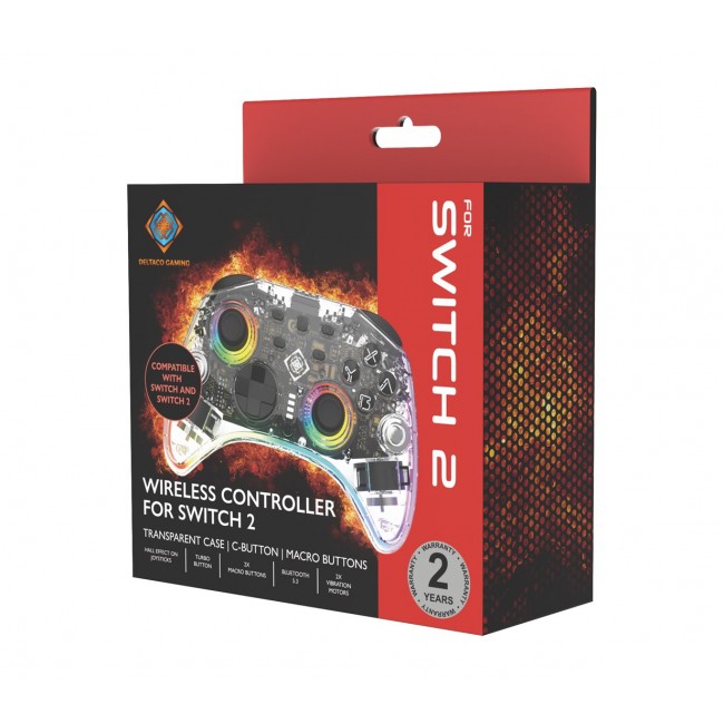 Deltaco Gaming GAM-198-T Gaming Controller Transparent Bluetooth/USB Gamepad Nintendo Switch, Nintendo Switch 2, Nintendo Switch OLED, Android, PC Deltaco Gaming GAM-198-T Gaming Controller Transparent Bluetooth/USB Gamepad Nintendo Switch, Nintendo Switch 2, Nintendo Switch OLED, Android, PC