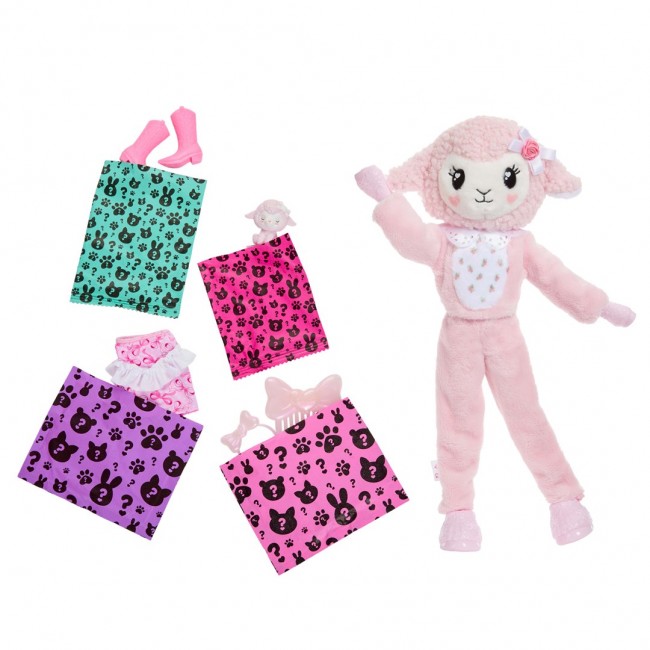Barbie Cutie Reveal Doll & Accessories, Cuddly Series Lamb with 10 Surprises