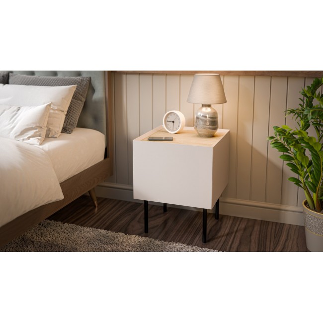 Cama Bedside table, 2 pcs, FELLINI, 40x41x60, cashmere + oiled oak top Cama Bedside table, 2 pcs, FELLINI, 40x41x60, cashmere + oiled oak top