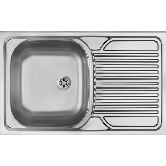 1-bowl steel sink with drainer on the right side - overlay 1-bowl steel sink with drainer on the right side - overlay