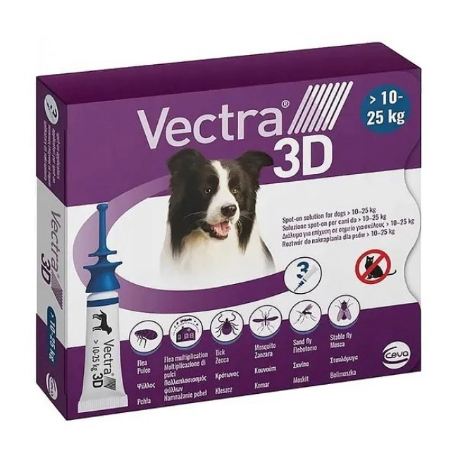 CEVA Vectra 3D (10-25kg) - anti-parasite drops for dogs - 3 x 2,5ml