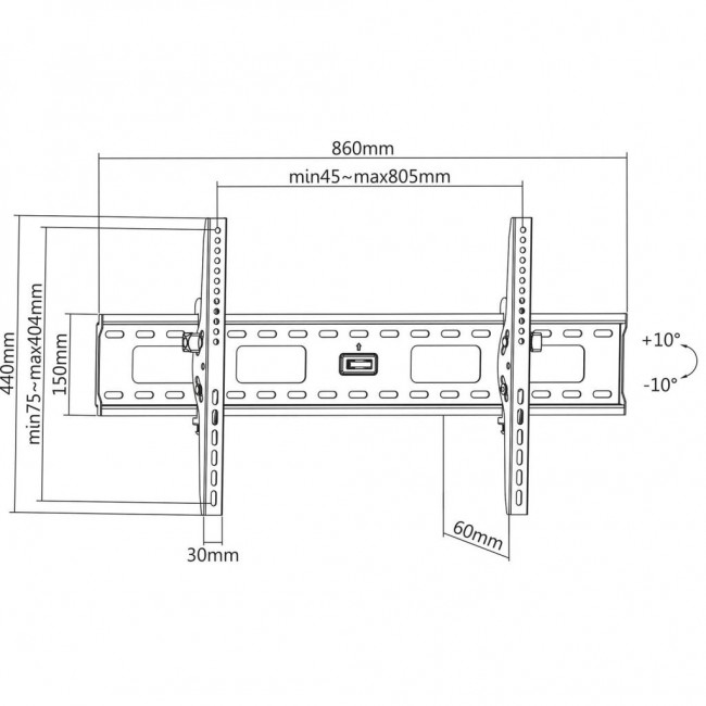 Manhattan Wall Mount for TV & Monitors (Tiltable), For screens 37