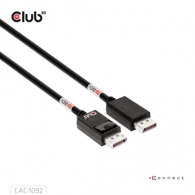 CLUB3D DisplayPort 2.1 Bi-Directional VESA DP80 Certified Cable 4K240Hz, 8K60Hz or 10K60Hz M/M 1.6m/5.25ft CLUB3D DisplayPort 2.1 Bi-Directional VESA DP80 Certified Cable 4K240Hz, 8K60Hz or 10K60Hz M/M 1.6m/5.25ft