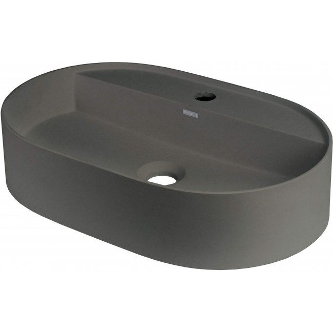 Granite countertop washbasin with a faucet island - oval