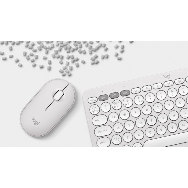 Logitech Pebble 2 Combo keyboard Mouse included Universal RF Wireless + Bluetooth QWERTY US International White