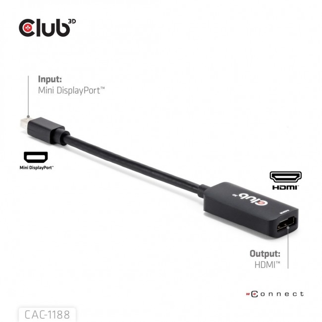 CLUB3D Mini DisplayPort 1.4 to HDMI 8K60Hz M/F Adapter CLUB3D Mini DisplayPort 1.4 to HDMI 8K60Hz M/F Adapter
