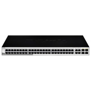 D-LINK DGS-1210-52, Gigabit Smart Switch with 48 10/100/1000Base-T ports and 4 Gigabit MiniGBIC (SFP) ports, 802.3x Flow Control, 802.3ad Link Aggregation, 802.1Q VLAN, 802.1p Priority Queues, Port mirroring, Jumbo Frame support, 802.1D STP, ACL, LLDP, Ca