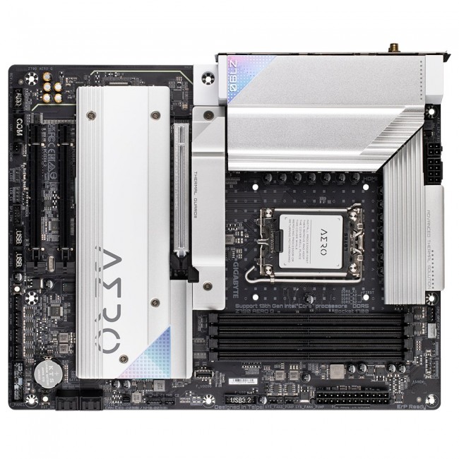GIGABYTE Z790 AERO G Motherboard - Supports Intel Core 14th CPUs, up to 7600MHz DDR5 (OC), 1 PCIe 5.0+4xPCIe 4.0 M.2, Wi-Fi 6E, 2.5GbE LAN, USB 3.2 Gen 2x2 GIGABYTE Z790 AERO G Motherboard - Supports Intel Core 14th CPUs, up to 7600MHz DDR5 (OC), 1 PCIe 5.0+4xPCIe 4.0 M.2, Wi-Fi 6E, 2.5GbE LAN, USB 3.2 Gen 2x2