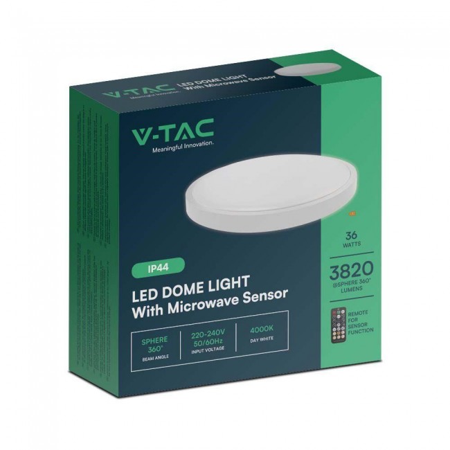 Plafond V-TAC VT-8630S surface-mounted 36W LED IP44 42cm 4000K 3820lm (SKU 76651) White
