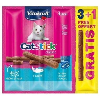 VITAKRAFT Cat Stick Salmon - cat treats - 3 + 1