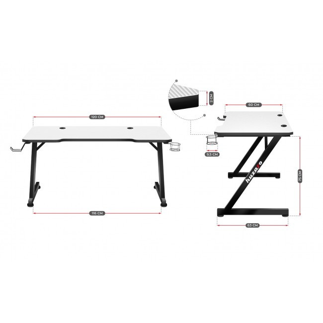 GAMING DESK HUZARO HERO 2.5 WHITE GAMING DESK HUZARO HERO 2.5 WHITE