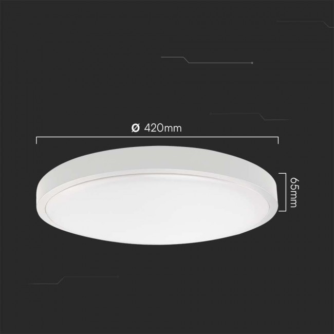 Plafond V-TAC VT-8630S surface-mounted 36W LED IP44 42cm 4000K 3820lm (SKU 76651) White