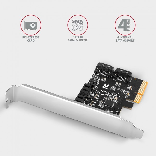 Axagon PCES-SA4X4 PCIe controller - 4x internal SATA 6G port, ASM1164, SP & LP