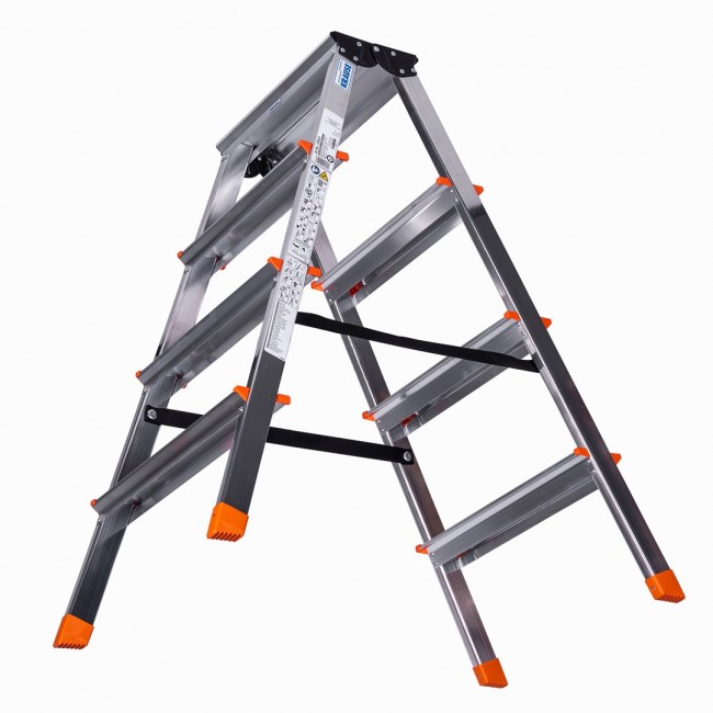 Krause Dopplo double-sided step ladder silver