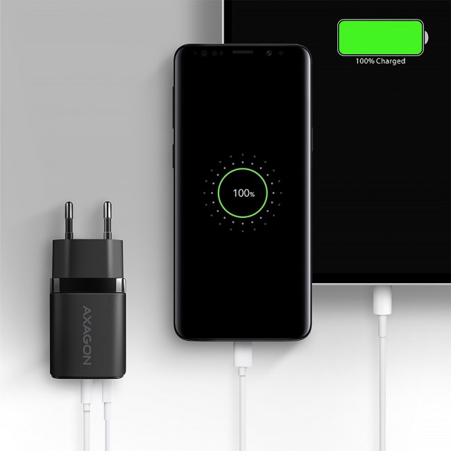 Axagon ACU-PQ20 wall charger QC3.0/AFC/FCP+ PD type-C 20 W - schwarz - USB Typ C Mobile phone, Smartphone, Smartwatch, Tablet, Universal Black AC Fast charging Indoor Axagon ACU-PQ20 wall charger QC3.0/AFC/FCP+ PD type-C 20 W - schwarz - USB Typ C Mobile phone, Smartphone, Smartwatch, Tablet, Universal Black AC Fast charging Indoor