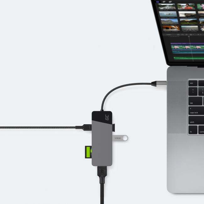 GREEN CELL HUB USB-C ADAPTER GC CONNECT 7W1 (3XUSB 3.1, HDMI 4K 60HZ, USB-C PD 85W, MICROSD/SD) GREEN CELL HUB USB-C ADAPTER GC CONNECT 7W1 (3XUSB 3.1, HDMI 4K 60HZ, USB-C PD 85W, MICROSD/SD)