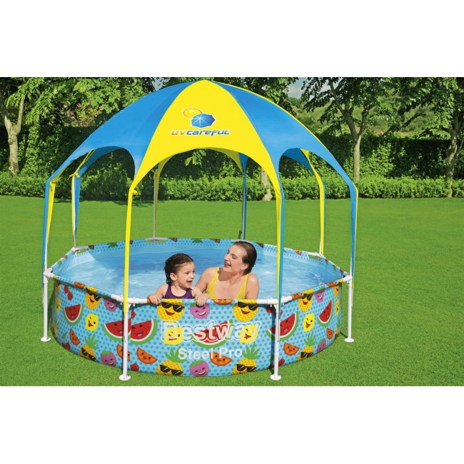 Bestway Steel Pro 2.44m x 51cm Splash-in-shade Play Pool, Orange/Yellow