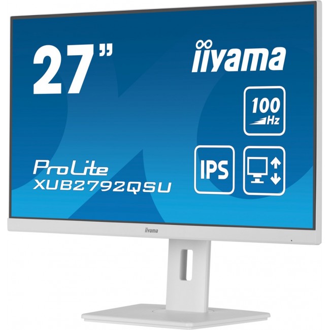 iiyama ProLite 27 QHD IPS technology panel with USB hub and 100Hz refresh rate and 150mm height adjustable stand
