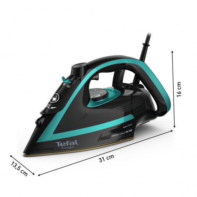 Tefal Puregliss FV8066 Dry & Steam iron Durilium AirGlide Autoclean soleplate 3000 W Black, Blue