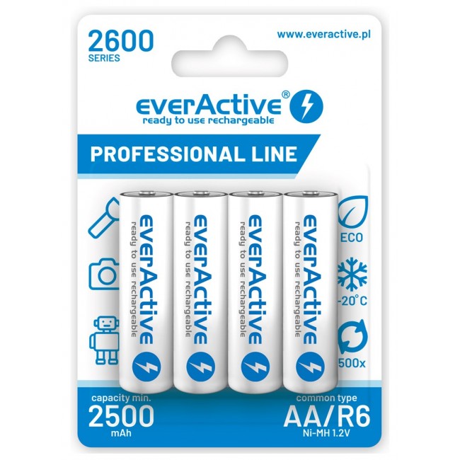 Rechargeable batteries everActive Ni-MH R6 AA 2600 mAh Professional Line