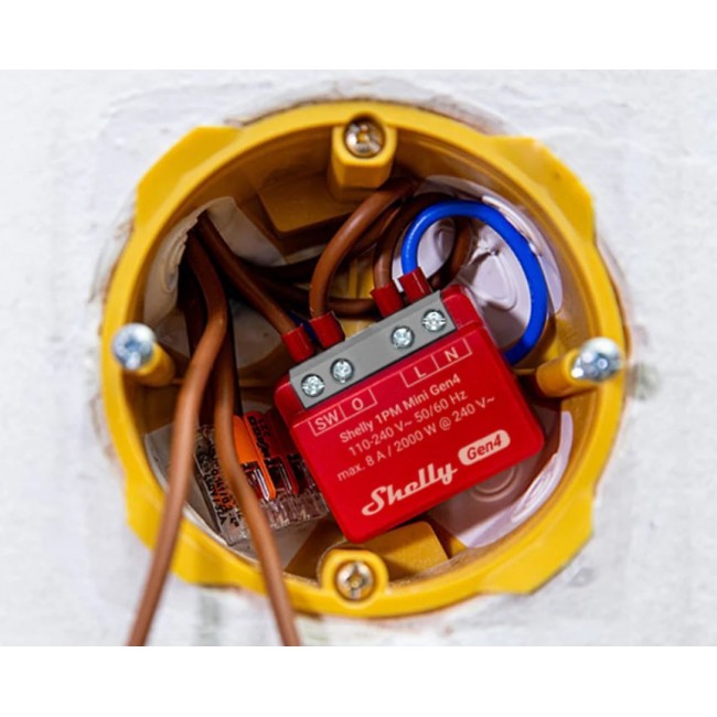 SHELLY 1PM Mini Gen4 Smart switch Red SHELLY 1PM Mini Gen4 Smart switch Red