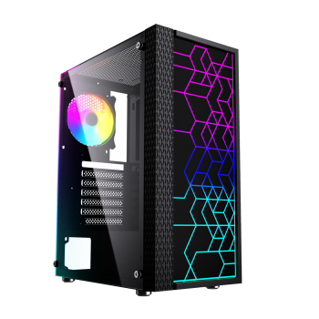 Gembird Fornax 2500 ARGB Gaming ATX computer case, Midi Tower, backlight, Black