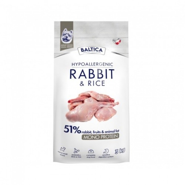 BALTICA Nutraceutic Hypoallergenic S Rabbit with rice - dry dog food - 3kg BALTICA Nutraceutic Hypoallergenic S Rabbit with rice - dry dog food - 3kg