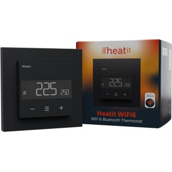 Termostat Heatit WiFi6 Black Matt Wi-Fi Thermostat 3600W 16A
