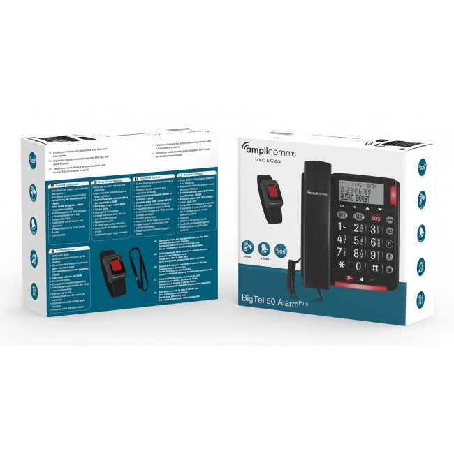 amplicomms BigTel 50 Alarm Plus Analog telephone Caller ID Dark Grey
