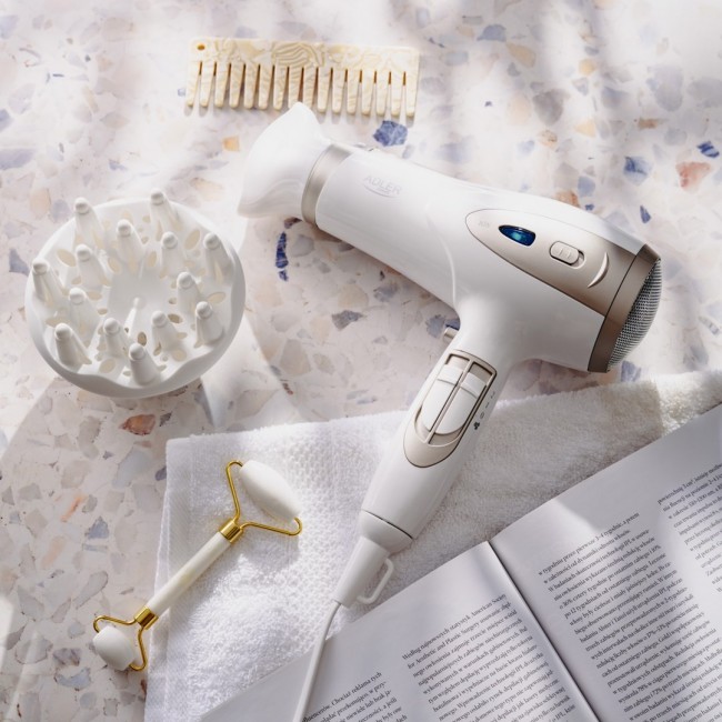 ADLER AD 2248WC HAIR DRYER, WHITE AND CHAMPAGNE