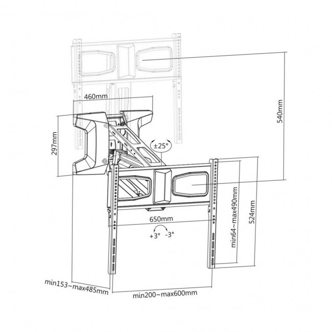 Maclean MC-891 Electric TV Wall Mount Bracket with Remote Control Height Adjustment 37'' - 70