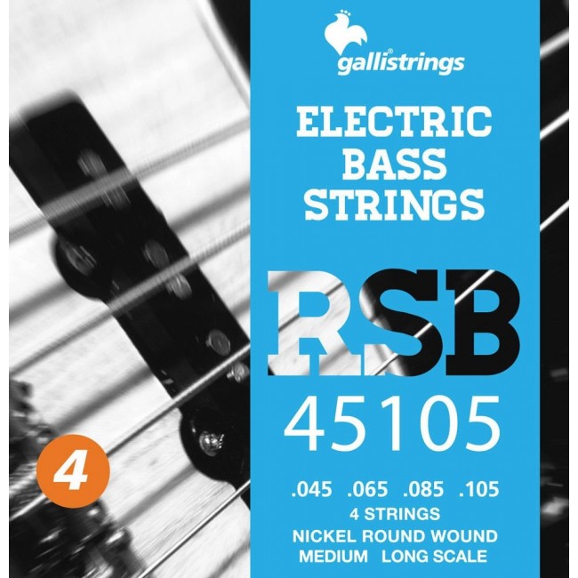 Galli RSB45105 - struny do gitary basowej .045-.105, niklowana owijka roundwound