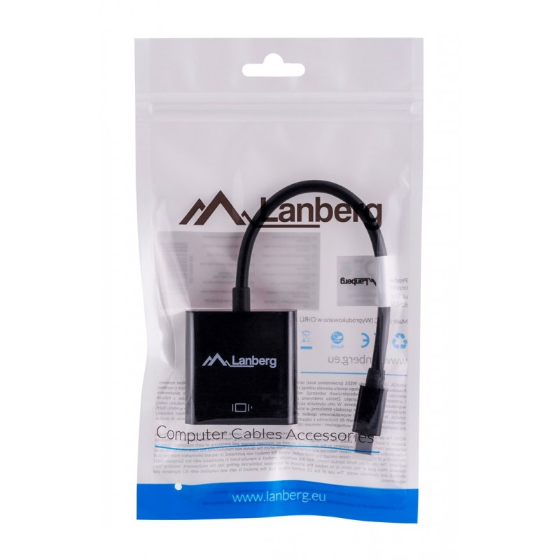 Lanberg AD-0006-BK video cable adapter 0.2 m VGA (D-Sub) Mini DisplayPort Black Lanberg AD-0006-BK video cable adapter 0.2 m VGA (D-Sub) Mini DisplayPort Black