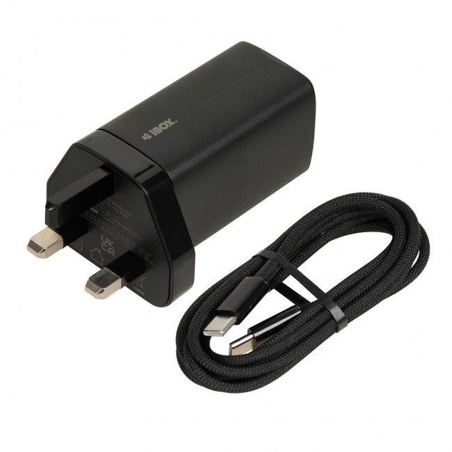 iBOX C-65 Black, GaN 65W universal charger UK plug iBOX C-65 Black, GaN 65W universal charger UK plug