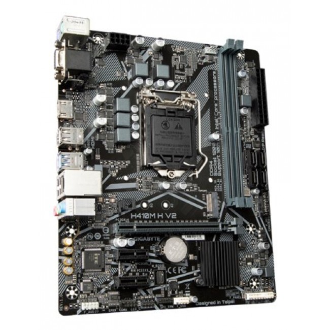 GIGABYTE H410M H V2 Motherboard - Supports Intel Core 10th CPUs, up to 2933MHz DDR4, 1xPCIe 3.0 M.2, GbE LAN, USB 3.2 Gen 1