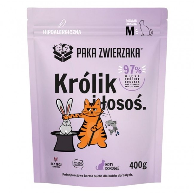 PAKA ZWIERZAKA Rabbit and salmon - dry cat food - 400g