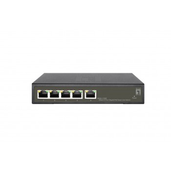 LevelOne Hilbert 5-Port Gigabit PoE Smart Lite Switch, 802.3at/af PoE, 4 PoE Outputs, 60W PoE Power Budget