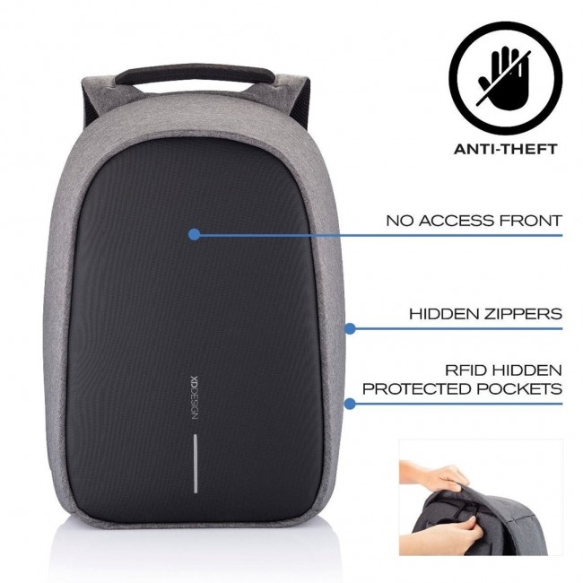XD DESIGN ANTI-THEFT BACKPACK BOBBY HERO REGULAR GREY P/N: P705.292 XD DESIGN ANTI-THEFT BACKPACK BOBBY HERO REGULAR GREY P/N: P705.292