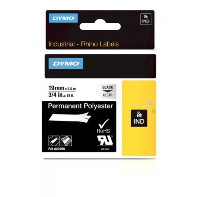 DYMO Rhino Band Polyes. 19mmx5.5m schwarz- transp. DYMO Rhino Band Polyes. 19mmx5.5m schwarz- transp.