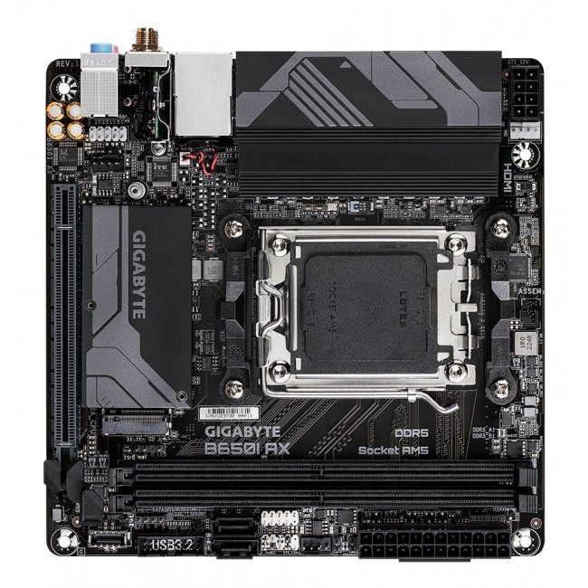 Gigabyte B650I AX 1.0 Processor family AMD Processor socket AM5 DDR5 DIMM Supported hard disk drive interfaces SATA, M.2 Number of SATA connectors 2 Gigabyte B650I AX 1.0 Processor family AMD Processor socket AM5 DDR5 DIMM Supported hard disk drive interfaces SATA, M.2 Number of SATA connectors 2