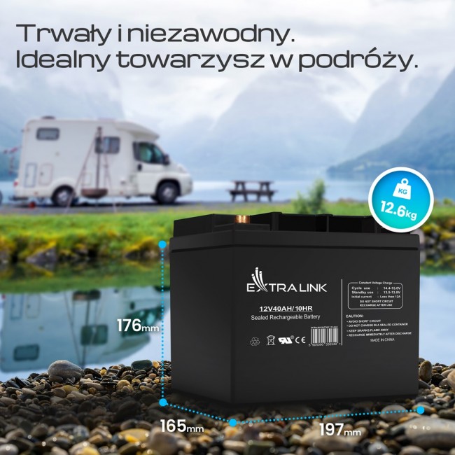 Extralink Accumulator AGM 12V 40Ah maintenance free