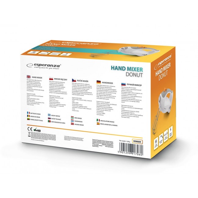 Esperanza EKM009 Hand mixer Gray, White 250 W Esperanza EKM009 Hand mixer Gray, White 250 W