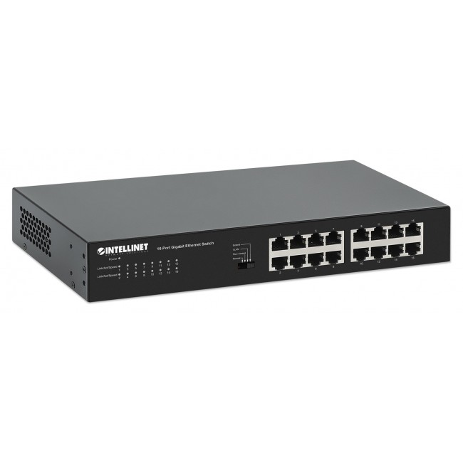 Intellinet 16-Port Gigabit Ethernet Switch 16 x 10/100/1000 Mbps RJ45 Ports, Green Ethernet / IEEE 802.3az Energy Efficient Ethernet, Desktop Format, Includes Optional 19 Intellinet 16-Port Gigabit Ethernet Switch 16 x 10/100/1000 Mbps RJ45 Ports, Green Ethernet / IEEE 802.3az Energy Efficient Ethernet, Desktop Format, Includes Optional 19