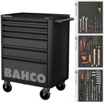 Bahco tool cart with 214 pieces black with 6 drawers
