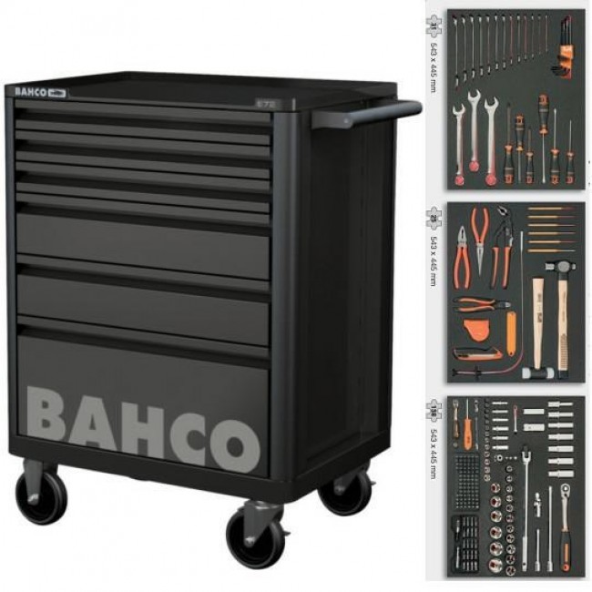 Bahco tool cart 214 pieces black 6 drawers