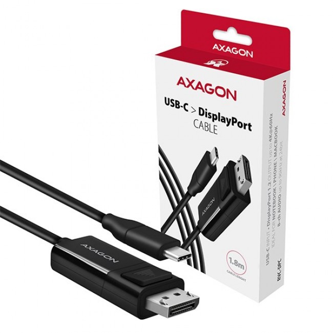 Axagon RVC-DPC video cable adapter 1.8 m USB Type-C DisplayPort Black
